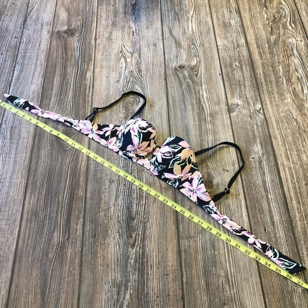 Xhilaration Black Floral Pattern Push Up Bikini